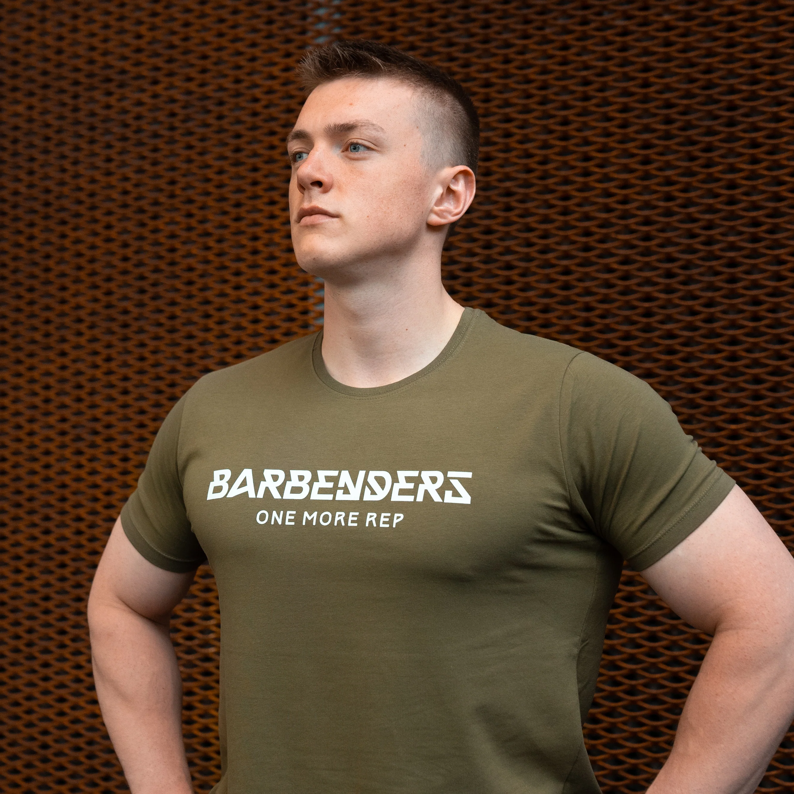 Barbenders Muscle Tee - Olive Green - Image 4