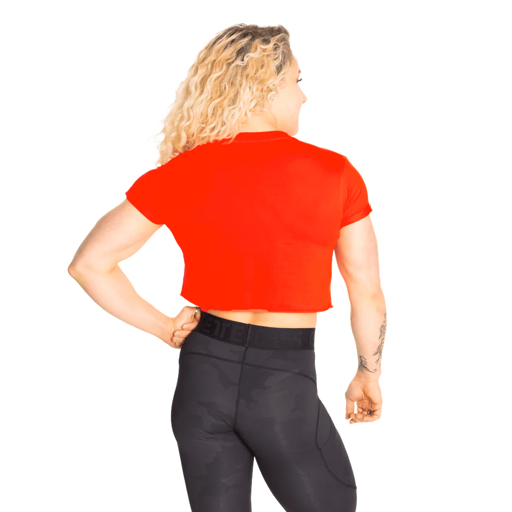 Better Bodies Astoria Cropped Tee Sunset Red - Image 2