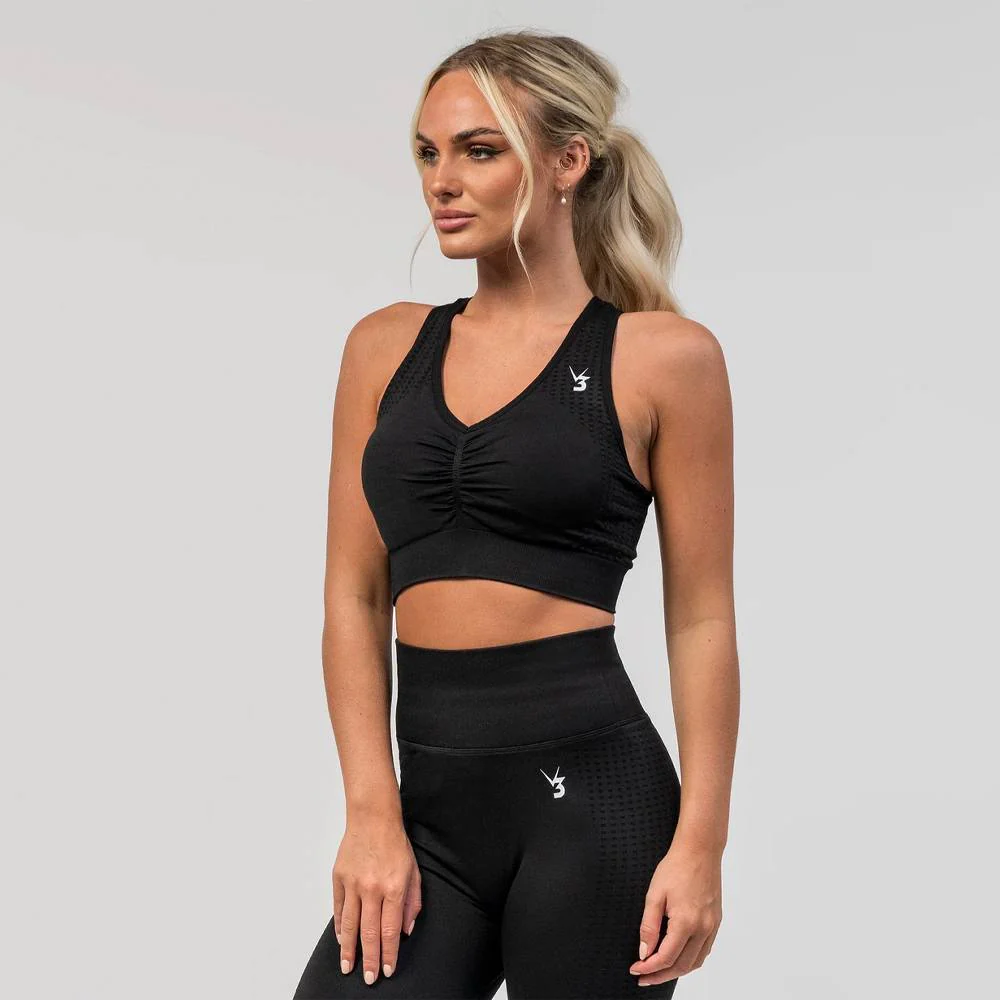 V3 Apparel Empower Seamless Scrunch Sports Bra – Black - Image 2