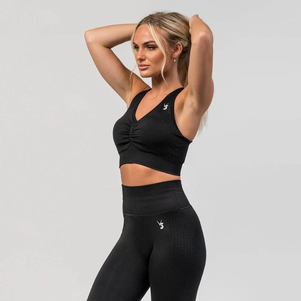 V3 Apparel Empower Seamless Scrunch Sports Bra – Black - Image 3