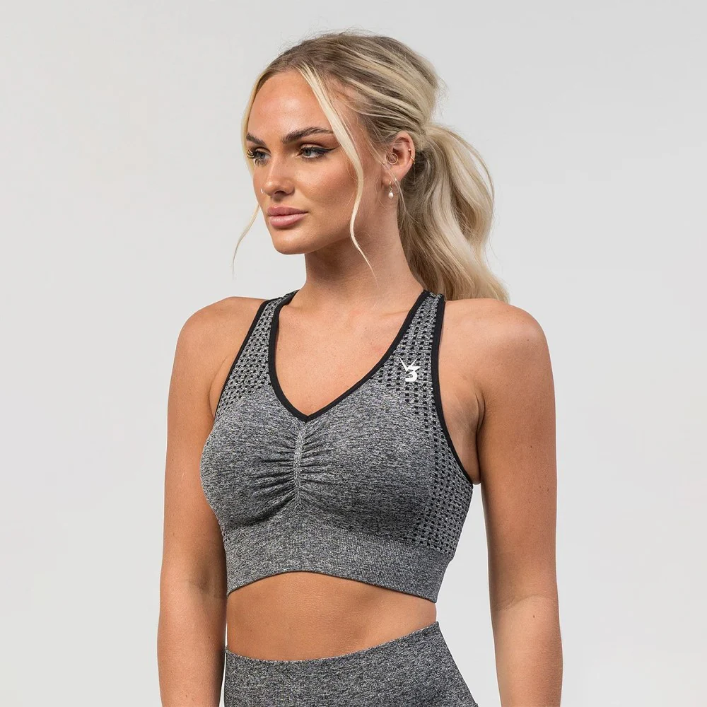 V3 Apparel Empower Seamless Scrunch Sports Bra – Dark Grey Marl - Image 4