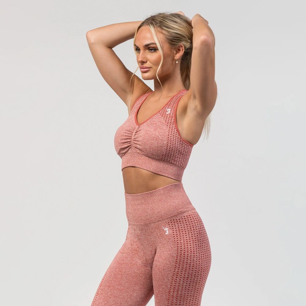 V3 Apparel Empower Seamless Scrunch Sports Bra – Pink Marl - Image 3