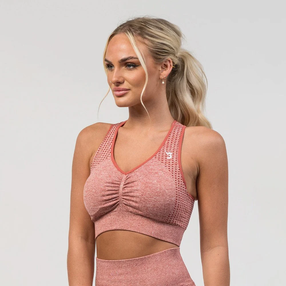 V3 Apparel Empower Seamless Scrunch Sports Bra – Pink Marl - Image 4