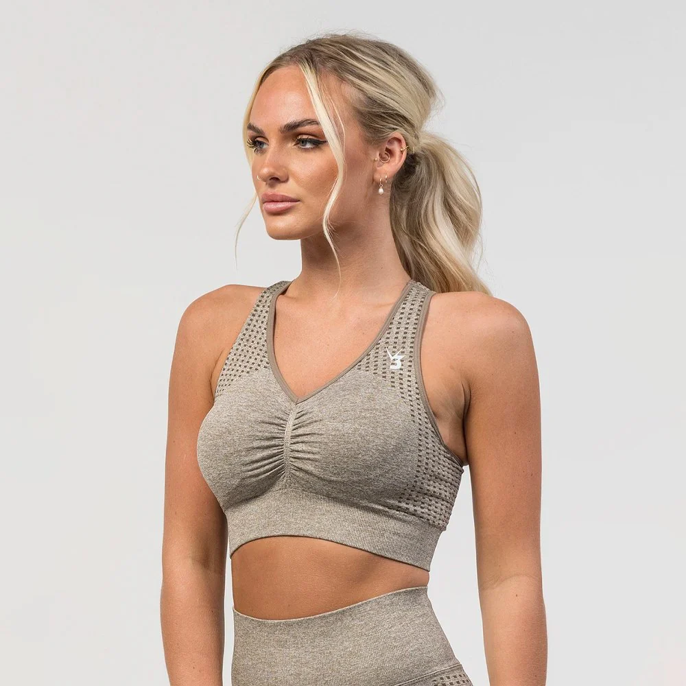 V3 Apparel Empower Seamless Scrunch Sports Bra – Beige Marl - Image 4