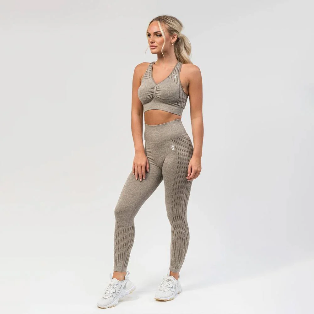 V3 Apparel Empower Seamless Scrunch Sports Bra – Beige Marl - Image 5