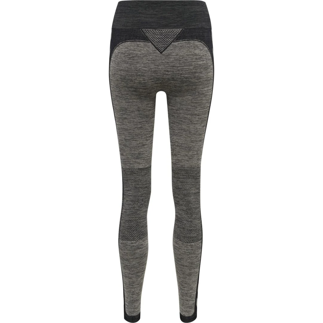 Hummel CLEA Seamless Mid Waist Tights – Chateau Gray/Black Melange - Image 2