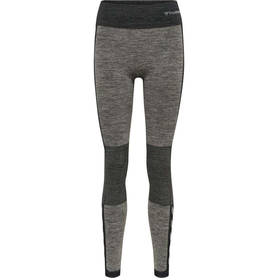 Hummel CLEA Seamless Mid Waist Tights – Chateau Gray/Black Melange - Image 3