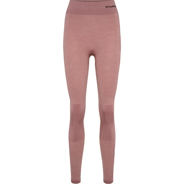 Hummel CLEA Seamless Mid Waist Tights – Woodrose/Rose Taupe Melange - Image 2