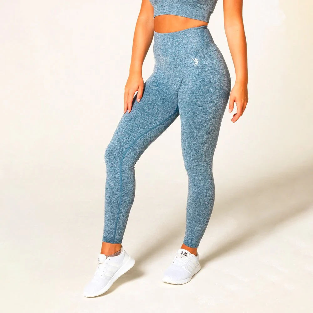 V3 Apparel Define Seamless Scrunch Leggings - Blue Marl - Image 2