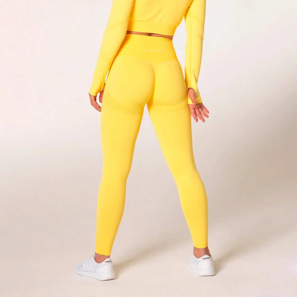 V3 Apparel Define Seamless Scrunch Leggings - Lemon - Image 3