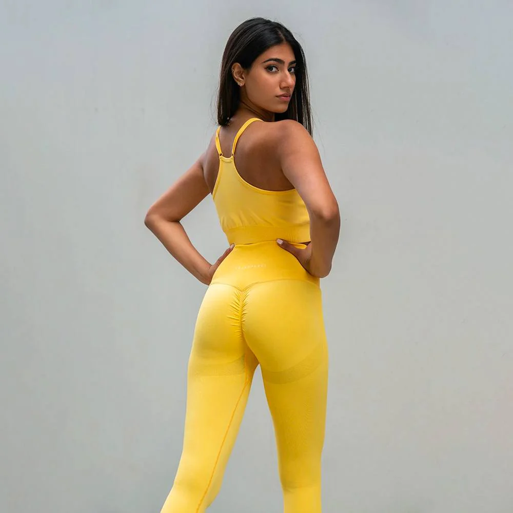 V3 Apparel Define Seamless Scrunch Leggings - Lemon - Image 4