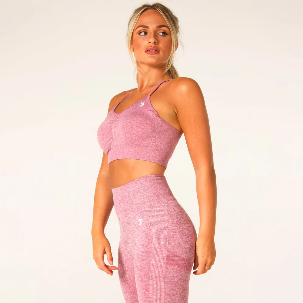 V3 Apparel Define Seamless Scrunch Sports Bra - Pink Marl - Image 3