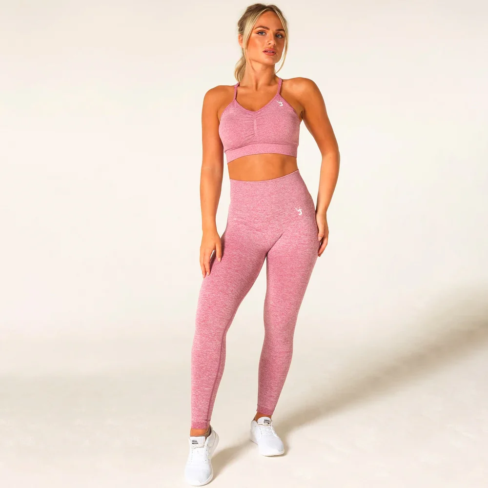 V3 Apparel Define Seamless Scrunch Sports Bra - Pink Marl - Image 5