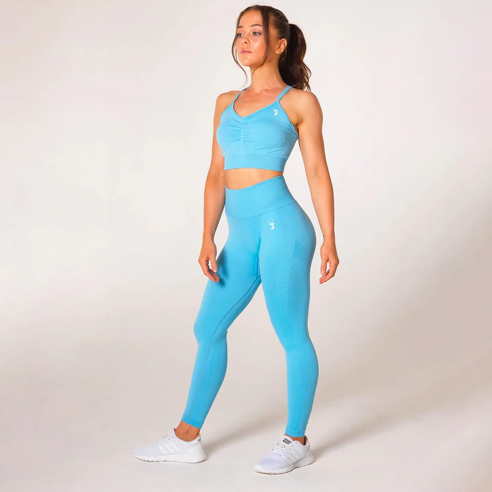 V3 Apparel Define Seamless Scrunch Sports Bra - Sky Blue - Image 4