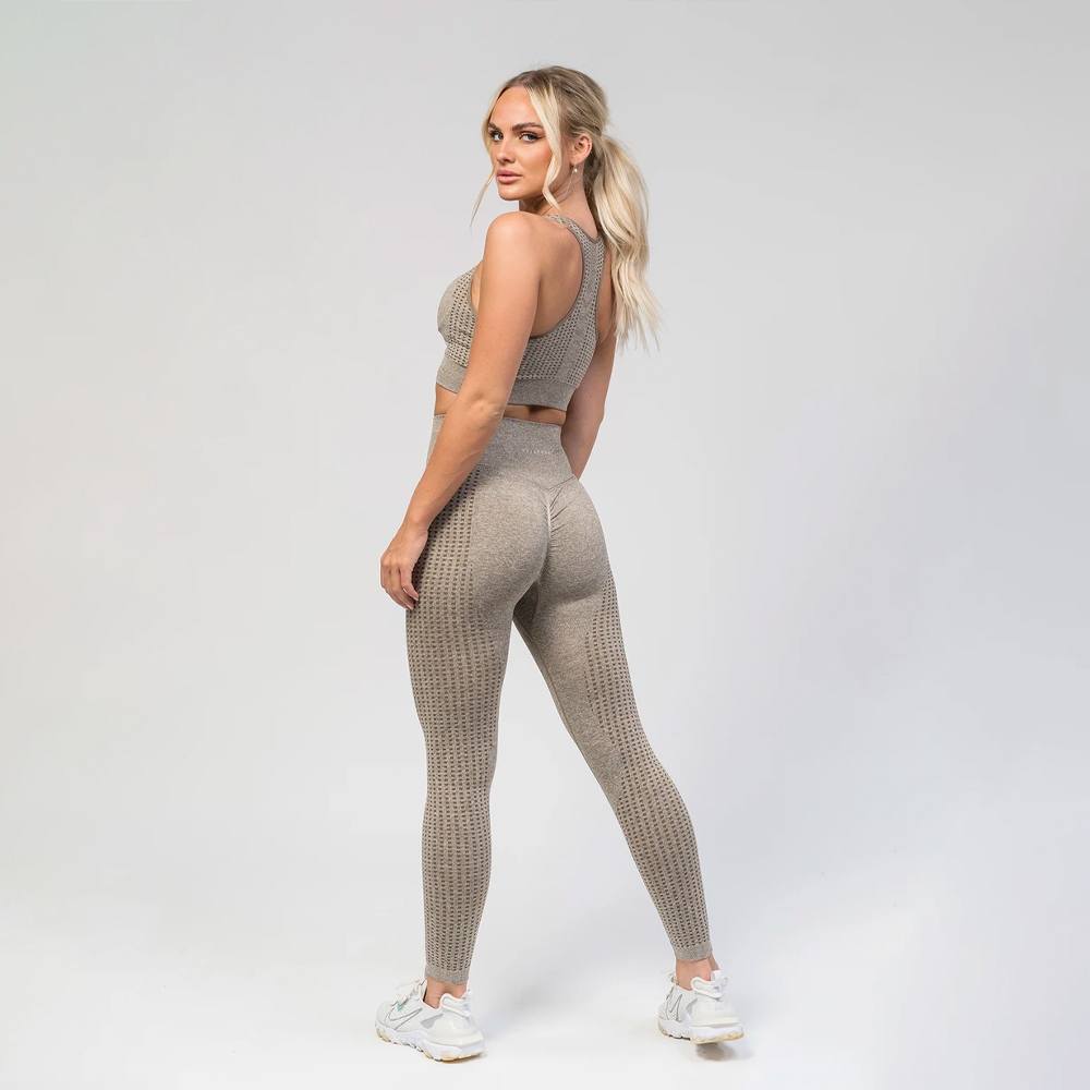 V3 Apparel Empower Seamless Scrunch Leggings – Beige Marl - Image 3