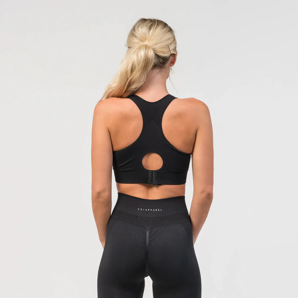 V3 Apparel Excel Seamless Scrunch Sports Bra – Black - Image 2