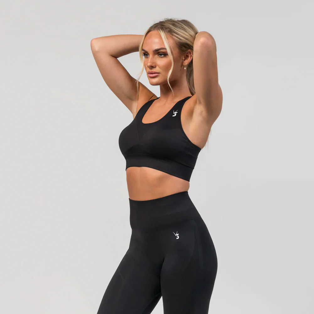 V3 Apparel Excel Seamless Scrunch Sports Bra – Black - Image 3