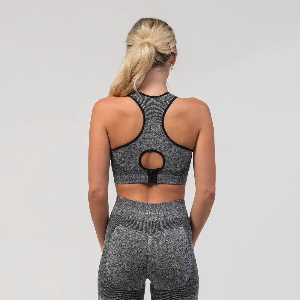 V3 Apparel Excel Seamless Scrunch Sports Bra – Grey - Image 2