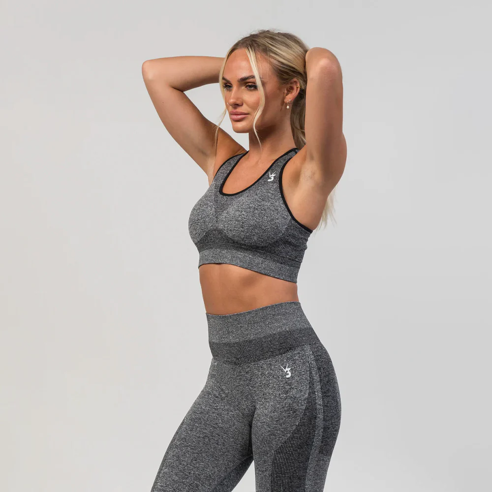 V3 Apparel Excel Seamless Scrunch Sports Bra – Grey - Image 3