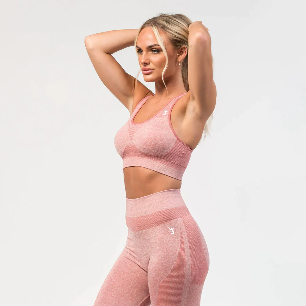 V3 Apparel Excel Seamless Scrunch Sports Bra – Pink - Image 3